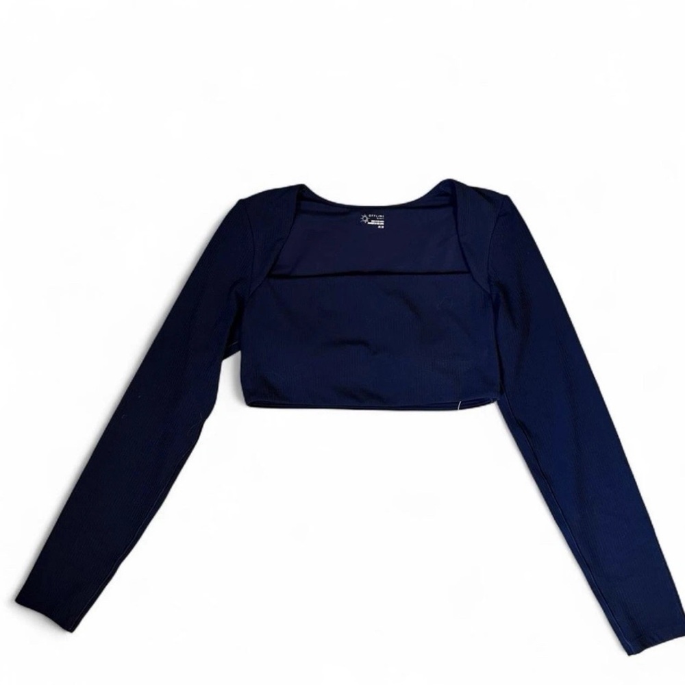 Aerie Navy Long Sleeve Crop Top